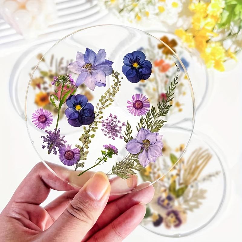 1/4pc 2D Flat Acrylic Coaster Colorful Printed for Wedding Birthday Mother's Day Gift Table Decor Wildflower Pattern Vase Holder