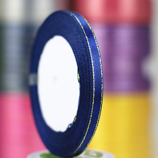 1 Roll 25 Yard 6mm Wide Golden Tone Rimmed Stain Ribbons Wedding Birthday Decor