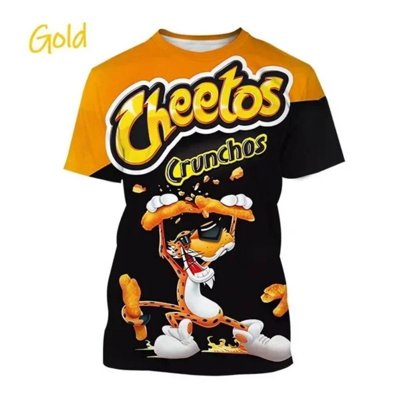 Top Y2k Cheetos Croccanti Stampa 3D T-shirt Moda Girocollo Hip Hop Cool