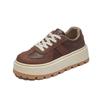 Klobige Plateau-Sneaker für Damen, lässige Wanderschuhe aus PU-Leder für Frauen, rutschfeste Lauf-Sneaker mit Schnürung, bequeme Tennisschuhe für Frühling und Herbst