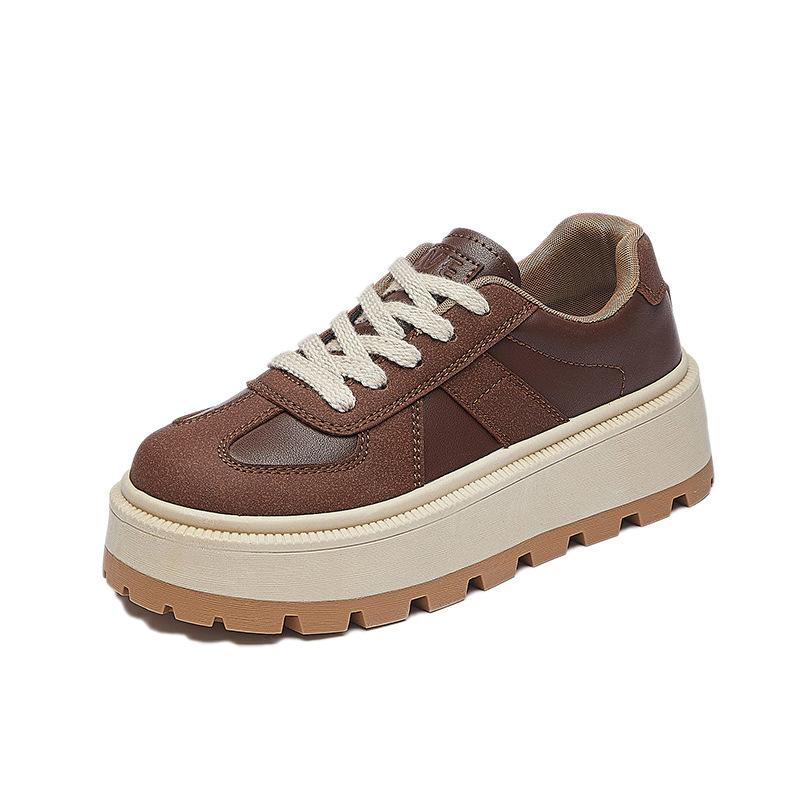 Dámské robustní tenisky na platformě Běžné vycházkové boty z PU kůže pro ženy Protiskluzové šněrovací běžecké tenisky Pohodlné tenisky jaro podzim