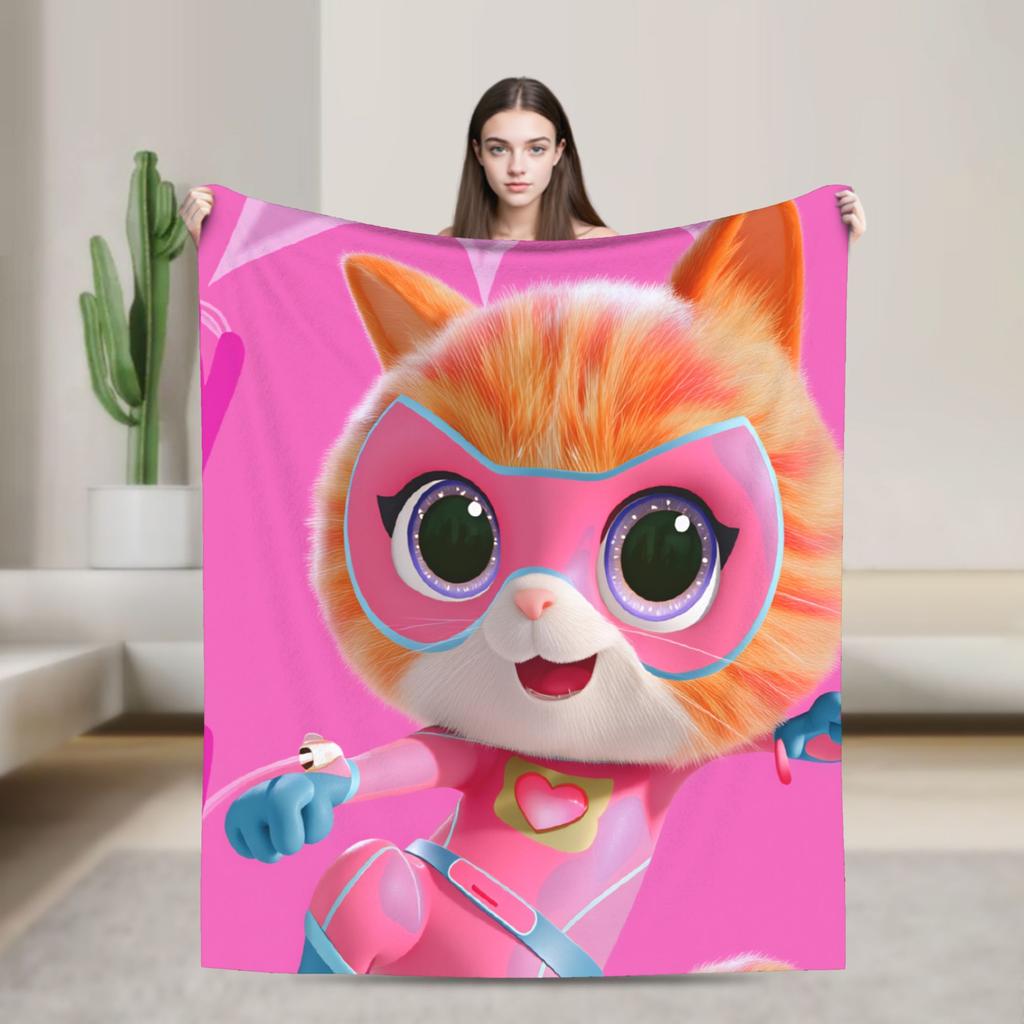 SuperKitties Cartoon Cats Blanket Soft Graphic Plush Bedding Throws For Children Outdoor Flannel Bedspread Bed Cover