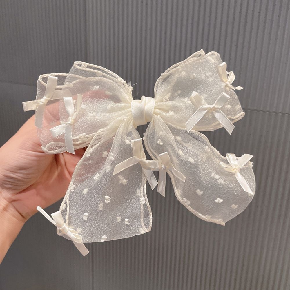 Clip Polka Dot Bow Knot Mesh Korean Style Hair Clip Girls Hair Clip Bow Hairpin Big Bow Hair Claw