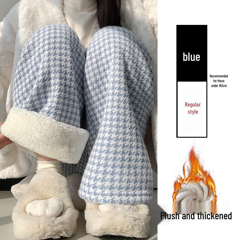 

Women s Thick Lambswool Plaid Wide-Leg Winter Pants: Warm, Loose, Flaw-Hiding, Perfect for Commuting. Extra Large
