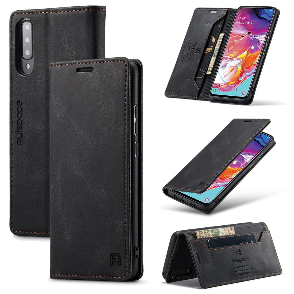Premium Vintage Leather Wallet Case for Samsung Galaxy A70 - RFID Blocking Flip Cover with Card Slots (4 Colors)