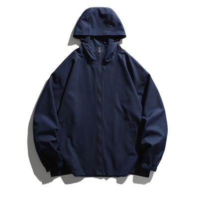 Hooded Jacket Men's New Autumn Simple Loose Solid Color Windproof Jacket Couple Fashion Versatile Multi-Color Jacket