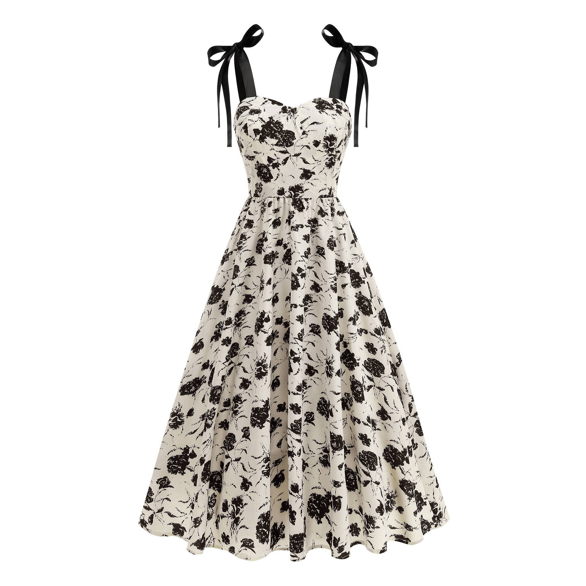 

Women s Fashionable Lace-Up Shoulder Elegant Dress, Floral Print, Waist-Cinched, Casual Vacation Spaghetti-Strap Dress, Summer XXL