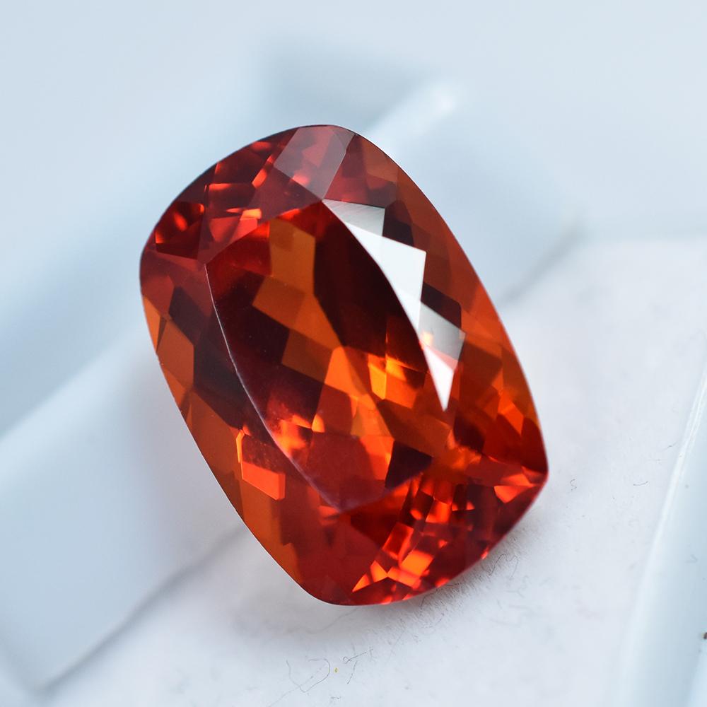 AA++ CERTIFIED 17.95 Ct Natural Orange Sapphire Cushion Cut Loose Gemstone