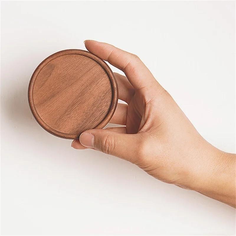 Runder Untersetzer aus Walnussholz im japanischen Stil, Getränkeuntersetzer, Tischset, Untersetzer für Tee- und Kaffeetassen, Holzuntersetzer für Gläser, Tischset