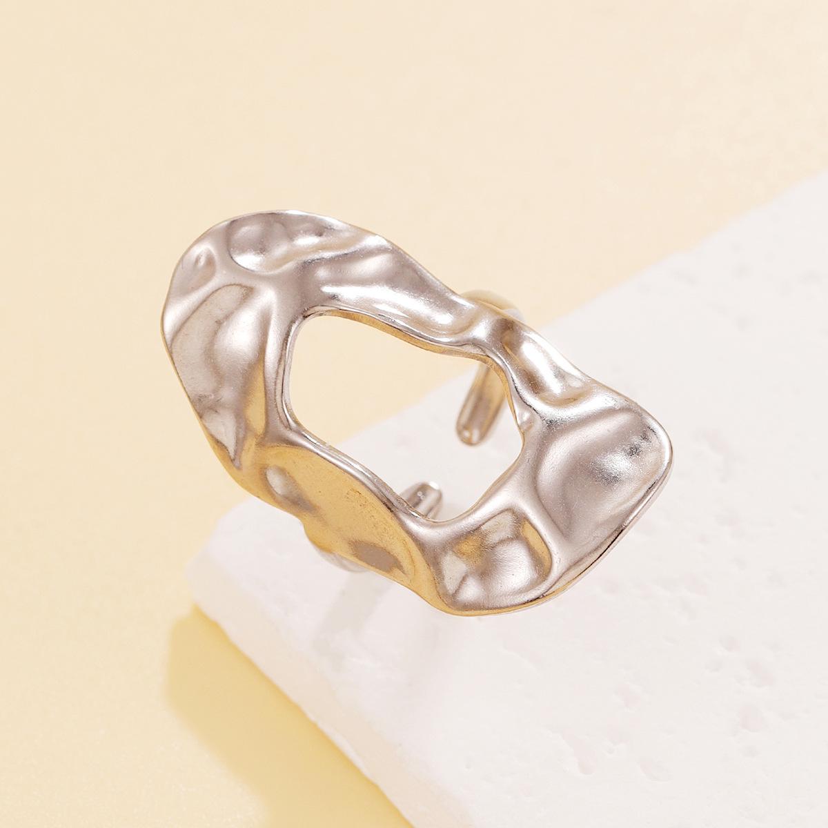 Baroque Geometric Oval Hollow Open Band Ring for Women – Stainless Steel