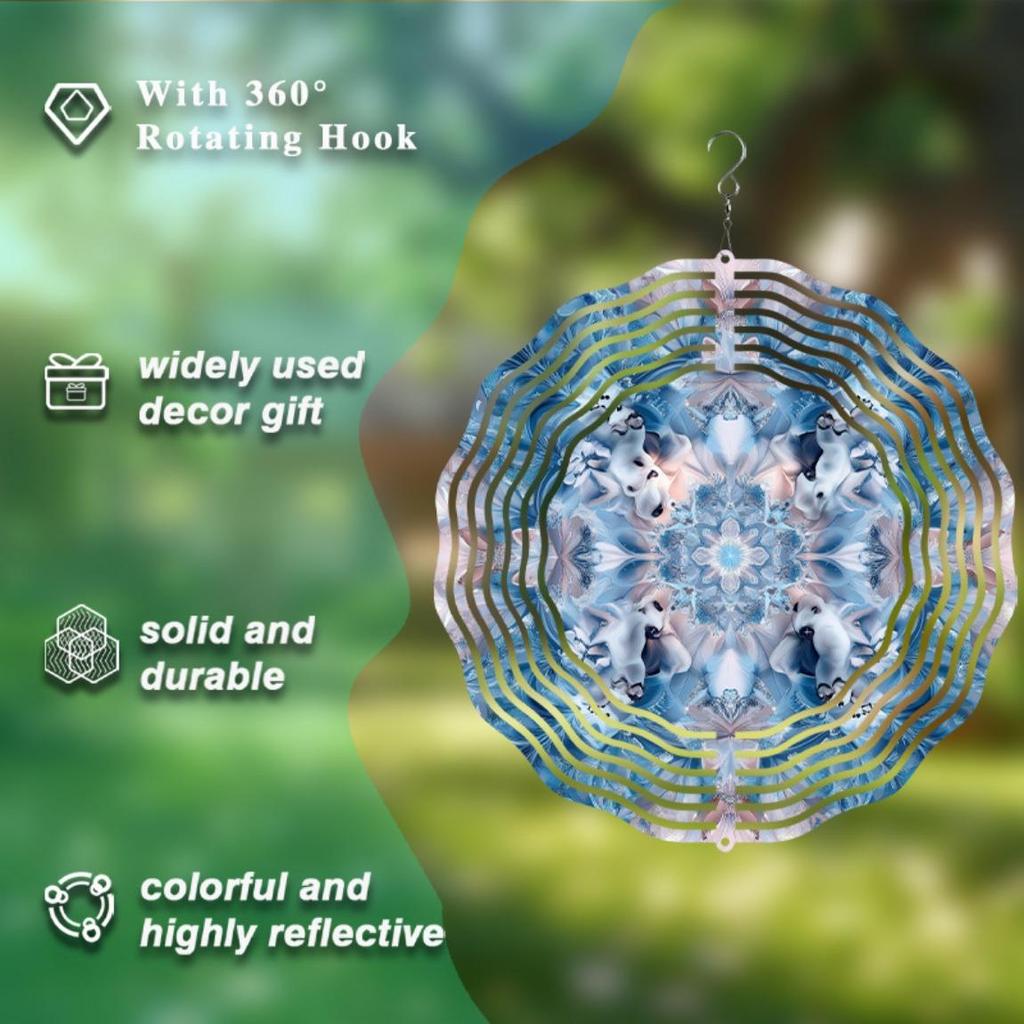 10 Inch Hanging Wind Spinner Fox Design Metal Wind Chime for Garden Balcony Decor 360 Rotating Hook No Electricity Needed Gift for Friends Family