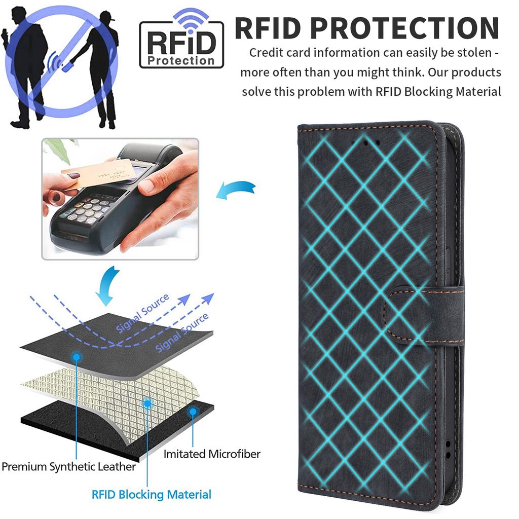 For Asus ROG Phone 8 Pro 5G/8 5G Case RFID Blocking Wallet Cover with Hand Strap