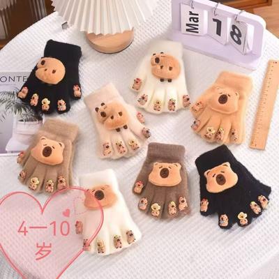 Cartoon Maniküre Handschuhe Kinder warm und frostschutz Vollfingerabdeckung Baby verdickt Fünffinger Mädchen Fingerabdeckung