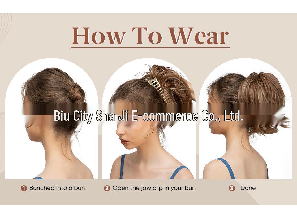 Adjustable High-Temperature Silk Short Curly Clip-On Ponytail Wig for Women