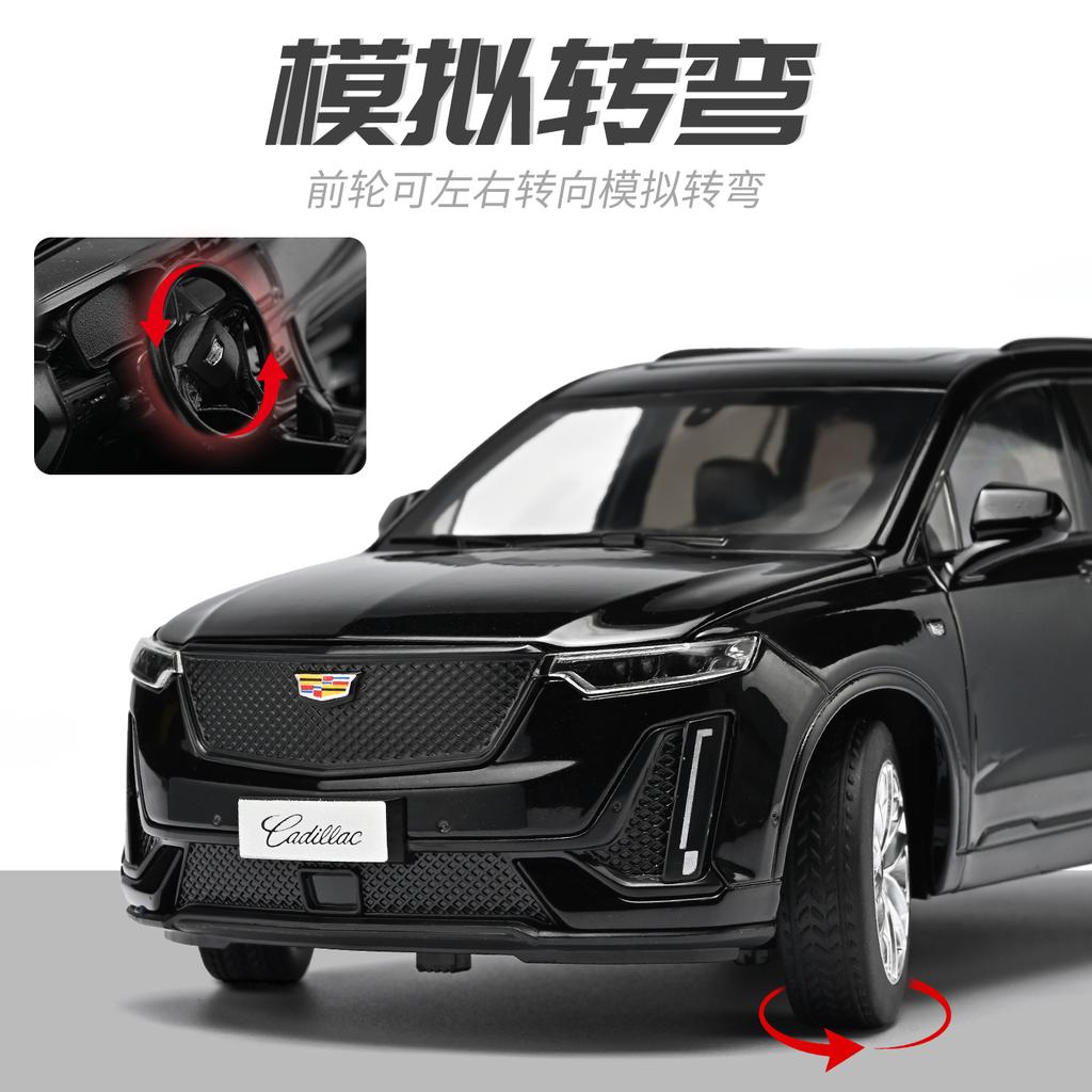 1:24 Cadillac XT6 2023 Off Road SUV Alloy Car Model Diecast Metal Car Vehicles Model Simulation Sound & Light Collection Present
