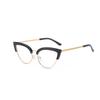 Stylish Cat Eye Glasses Frame Women's Fashion Eyewear Black Gold Metal Lightweight Comfortable Optical Spectacles