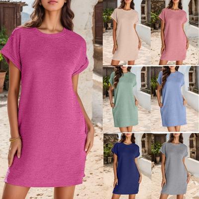 Women's Foreign Trade Fashion Round Neck Sleeveless Pocket Dress