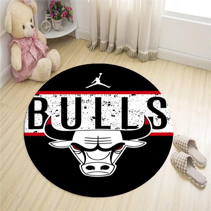 Customizable Chicago Bulls Round Non-Slip Carpet - Ideal for Garden, Picnic, Office, Perfect for Decoration, Suitable For All Seasons