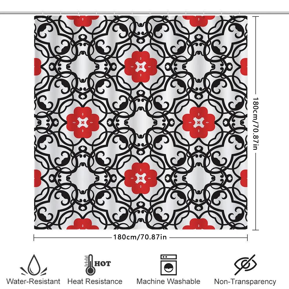 Elegant Floral Shower Curtain Rustic Boho Style With Peacock Design 3D Printed Waterproof Bath Mat Set For Bathroom Decoration