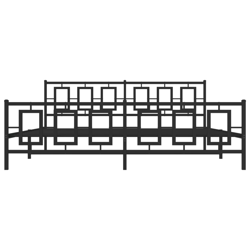 Metal Bed Frame with Headboard and Footboard Black 193 X 203 Cm