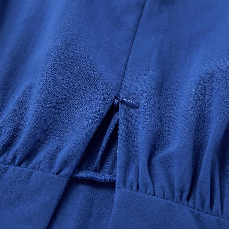 Blaues rückenfreies Kleid aus Baumwollleinen mit V-Ausschnitt und Hosenträgern für Damen im Urlaubsstil, sexy Trägerkleid, neue Mode für Frühjahr und Sommer