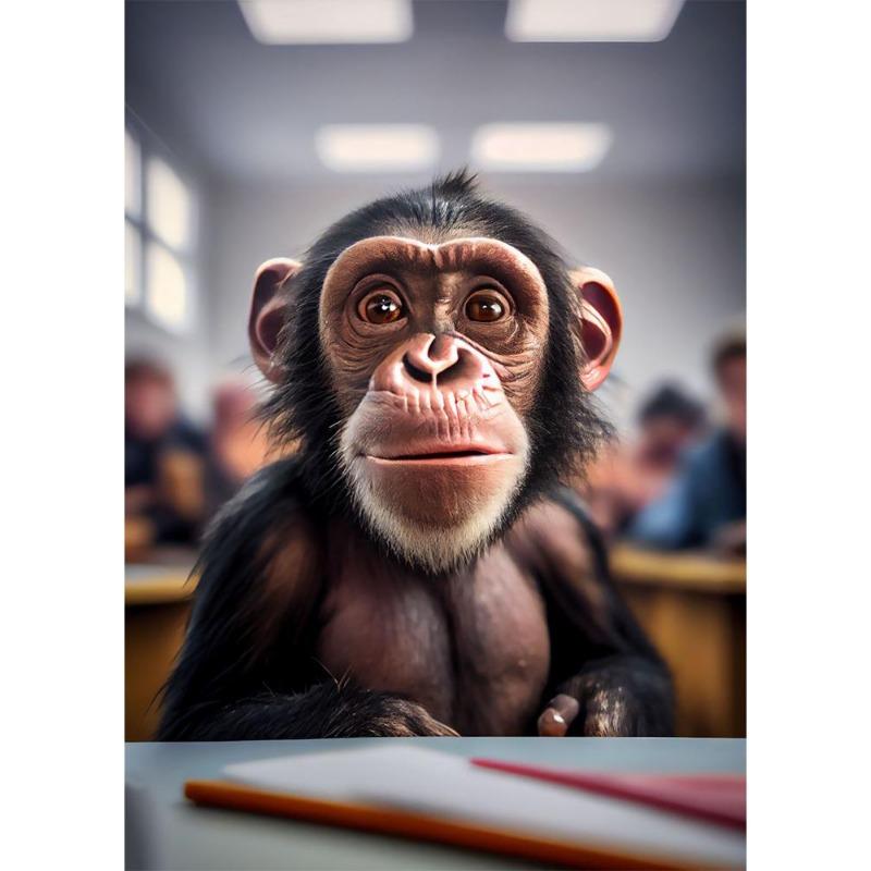 

Funny monkey selfie happy chimpanzee poster with print canvas painting animal wall art for the living room home decor cuadros 21*30cm No Frame