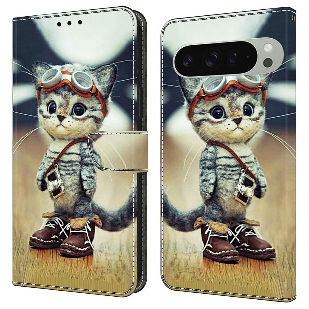 For Google Pixel 9 Pro XL Case Pattern Printing Anti-Drop Leather Flip Wallet Phone Cover