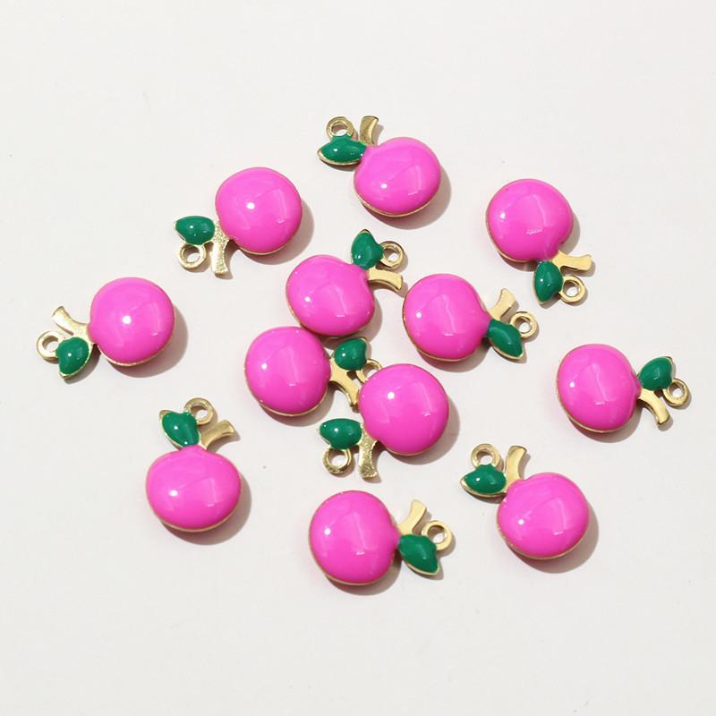 20pcs 11x8mm Stainless Steel Enamel Fruit Cherry Apple Charms Pendant for Earrings Necklace Bracelet DIY Jewelry Accessories