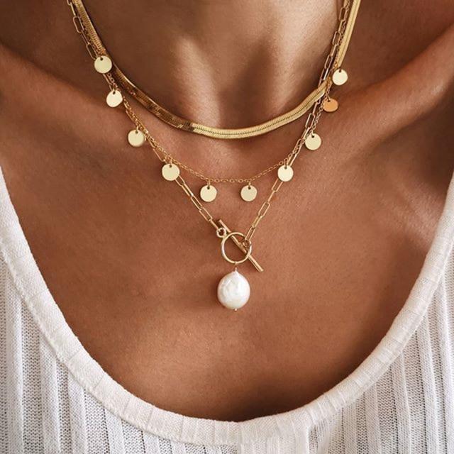 Modish Fashionable Butterfly Crystal Stone Pearl Pendant Necklaces Bold Statement Clavicle Pearl Chain Layered Necklaces Trend Butterfly Collar