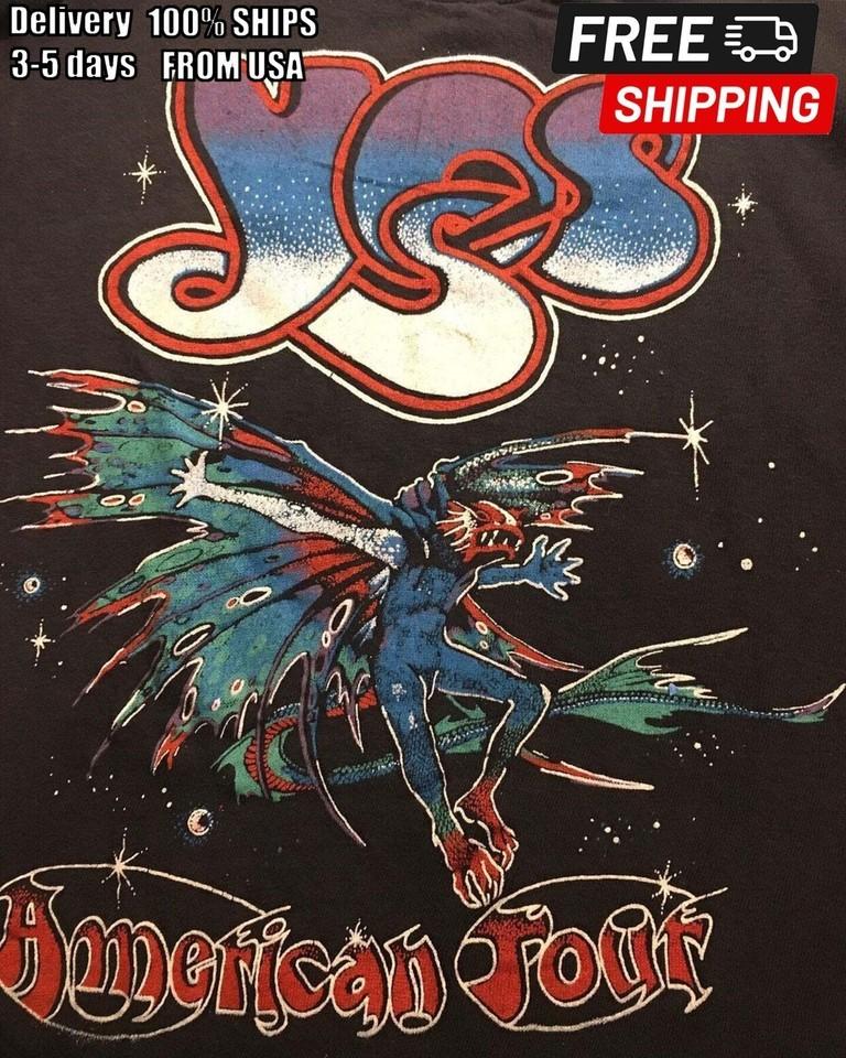 Yes American Tour Vintage Reprinted Black Unisex Cotton TShirt S4XL US163 S