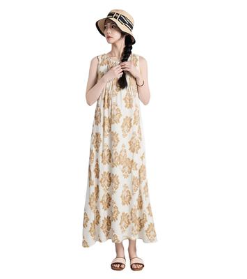 SIPERLARI Summer Sleeveless Print Beautiful Long Vest Elegant Relaxed Plus Sizes Perfect for the and Simple Back 122cm Floral Women's Dress, Dress,