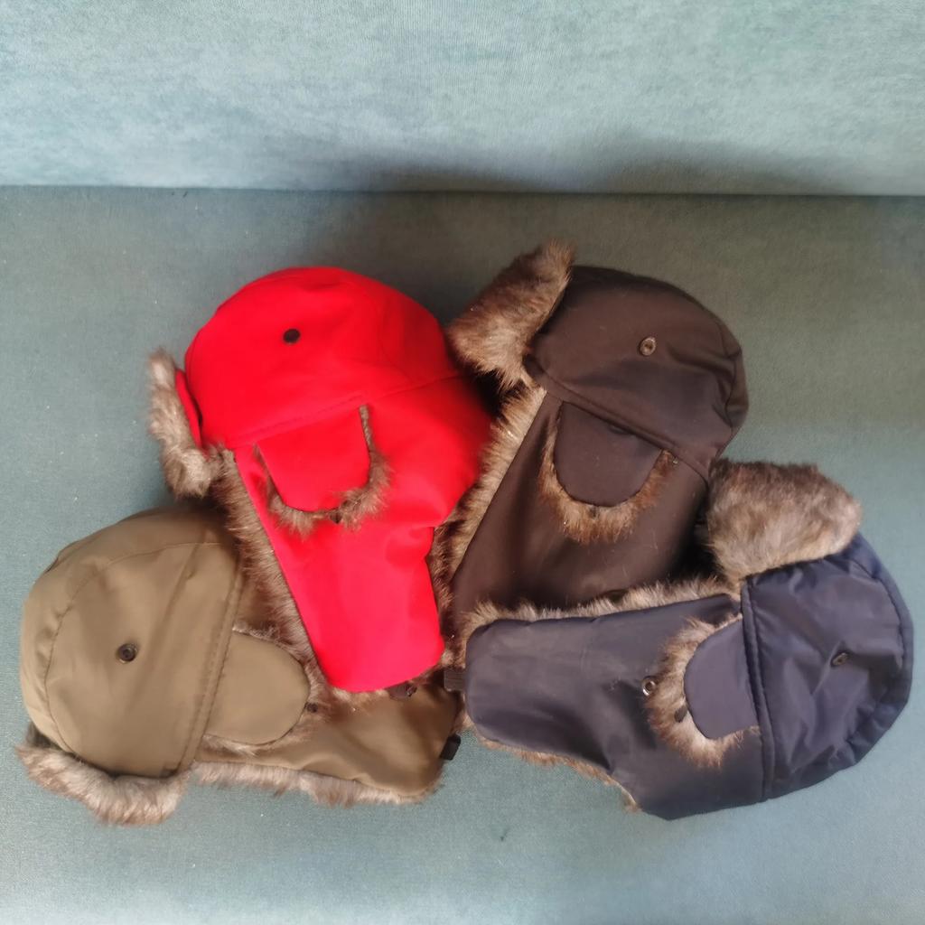 Unisex Warm Mens Women Trapper Cap Aviator Trooper Earflap Winter Flaps Ski Hat New Bomber Hats Russian Ski Hat Faux Fur Hats