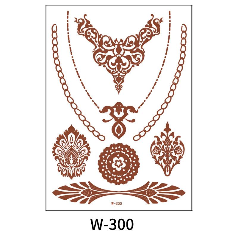 Indian Lace Tattoo Sticker Reddish-Brown Waterproof Tattoo Sticker