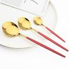 1pcs Dinnerware Mirror Stainless Steel Cutlery Set Red Gold Flatware Set Dessert Knife Spoons Forks Silverware Kitchen Tableware Set