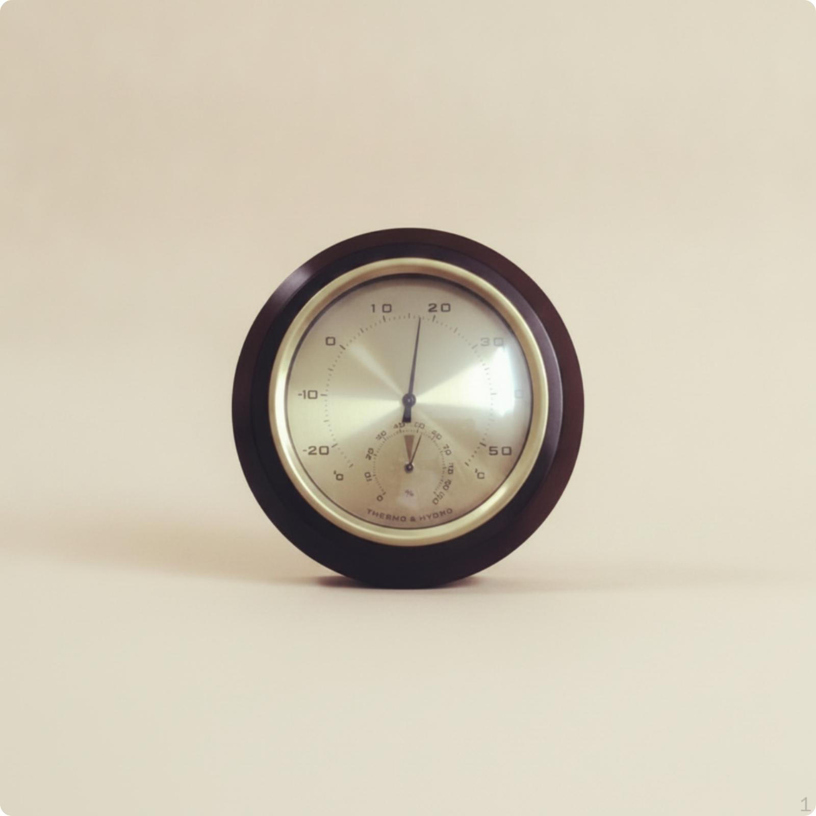 Hygrometer Dial Double Pointer Analog Thermometer Weather Meter 180MM Wood Frame