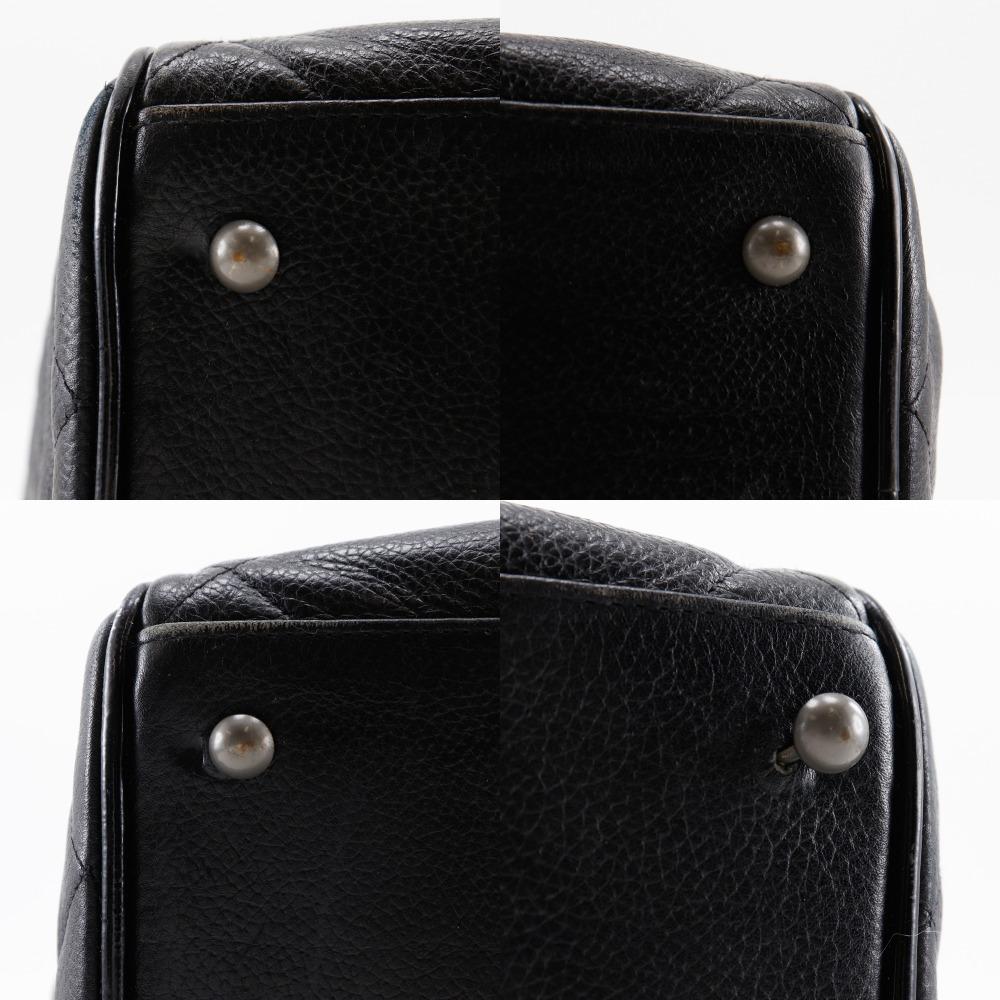 Chanel Matelasse Boston Bag Logo Black Caviar Skin/enamel Women Used