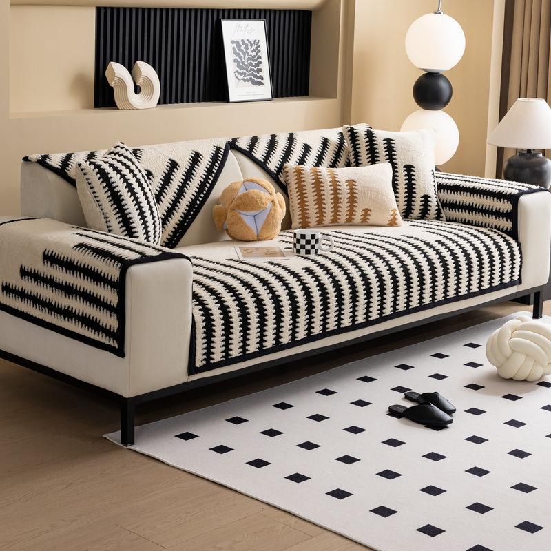 New Winter Plush Sofa Cushion Autumn And Winter Light Luxury High-End Seat Cushion Fixed Non-Slip Sofa Cover Cover Cloth