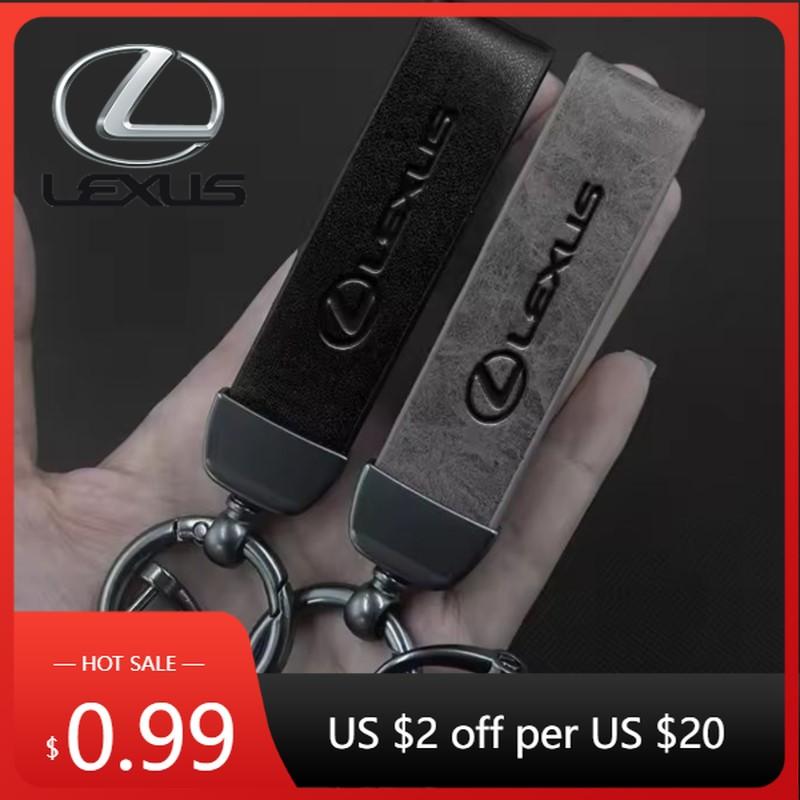Interior Stickers Car Keychain Cowhide Leather Key Rings Waist Buckle Carabiner For Lexus CT ES GS NX IS250 CT200h IS300h ES300h AY6