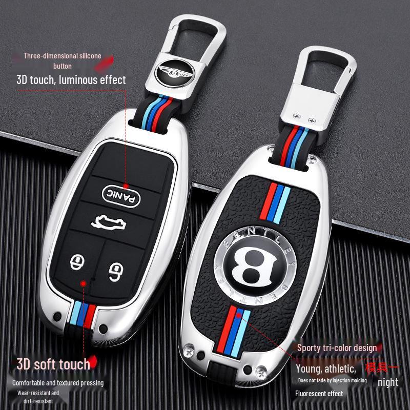 Bentley Key Case for Bentayga, Mulsanne, Flying Spur, Continental GT - High-Grade Metal Shell Key Bag for Men and Women