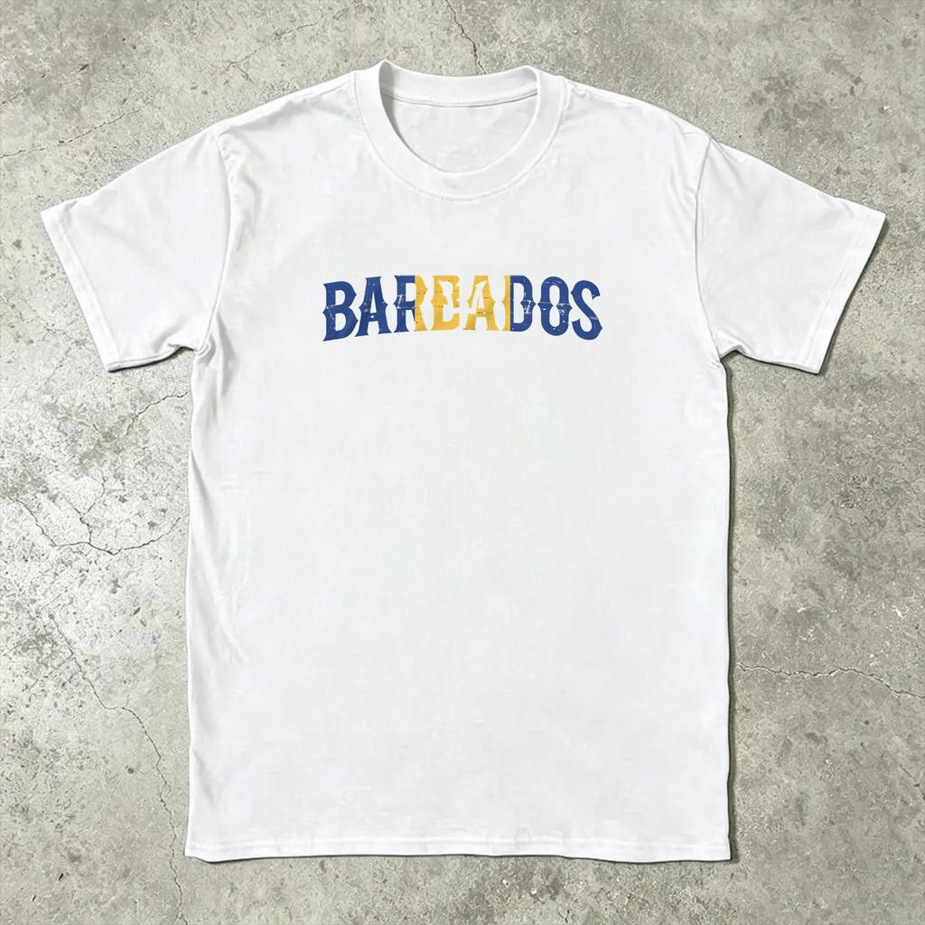 Men T-Shirts Barbados Flag Barbadian Country Map Amazing Pure Cotton Tees Short Sleeve T Shirt Round Collar Clothing 4XL 5XL