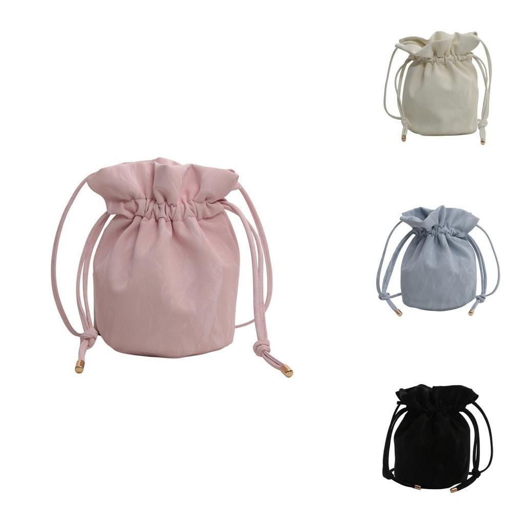 Elegant Woman's Pu Leather Bucket Bag Versatile Urban Chic Shoulder Crossbody