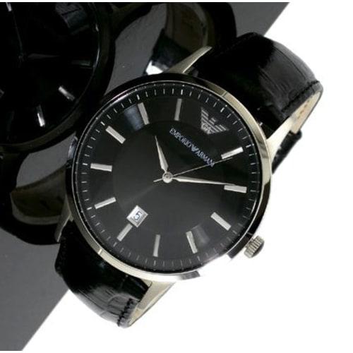 Emporio Armani Men's Quartz Leather Strap Watch, Black, AR11186, Perfect for School Entrance Ceremonies, Civil Service Employees, or Father's Day