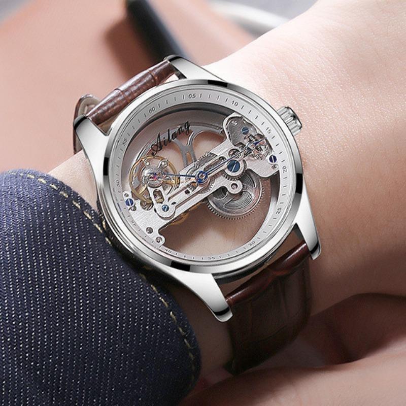 AILANG New Automatic Skeleton Mechanical Watch Men Korean Fashion Waterproof Men's Mechanical Watch