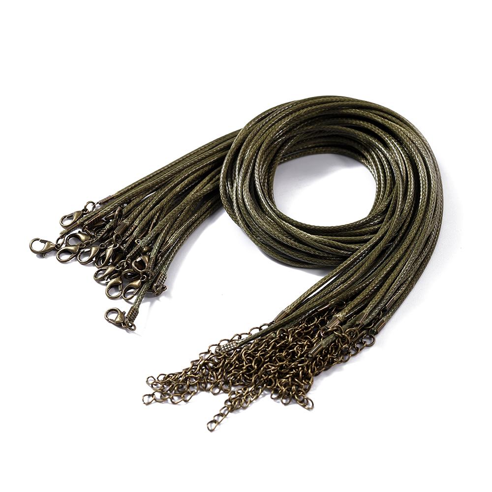 10Pcs 1.5/2mm Colorful Leather Braided Rope Bronze Lobster Clasp Tail Chain Connector for DIY Pendant Jewelry Making Supplies
