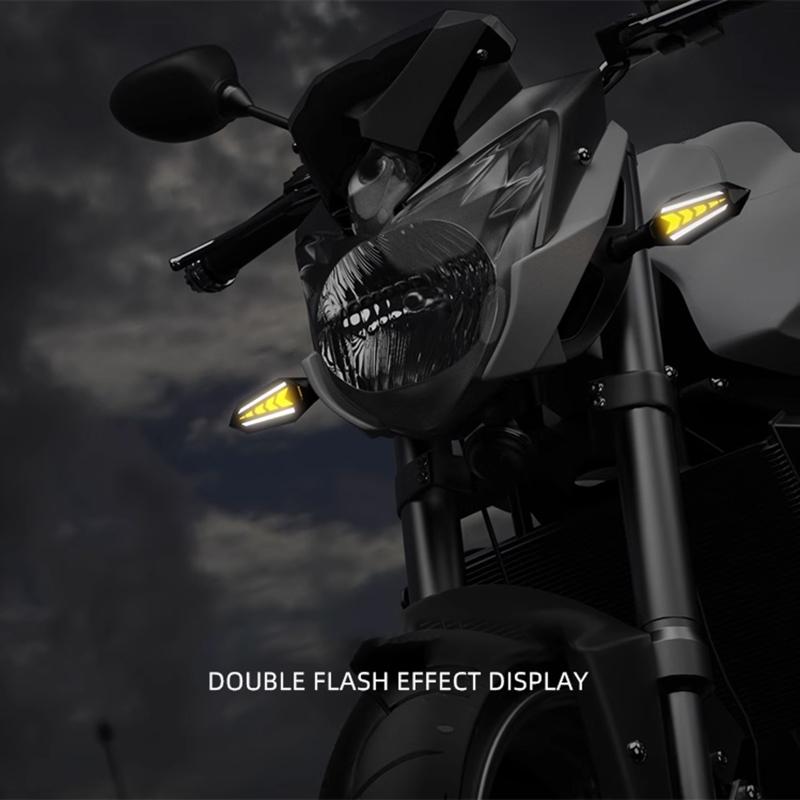 2PCS Motorcycle Flowing Turn Signal Lights Super Bright Double-Sided LED Turn Signal Lamp & Daytime Running Lights 12V for Moto