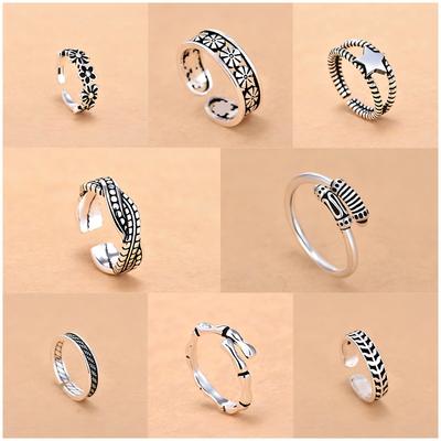 Vintage Adjustable Open Ring Women's Simple Cold Wind Style Small Fresh Personalized Index Finger Daily Hand Jewelry