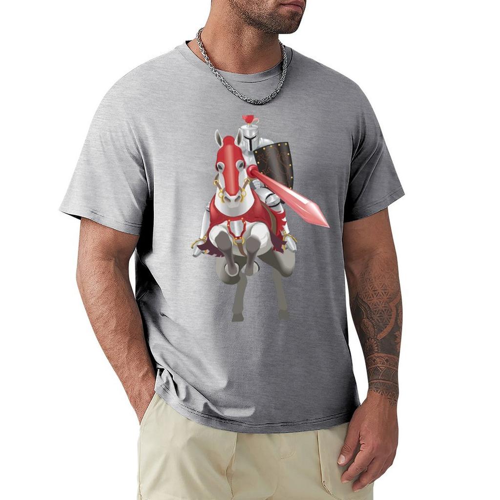 Medieval Knight In Armor On Horse T-Shirt Summer Tops Animal Prinfor Boys New Edition Fruit Of The Loom Mens T Shirts