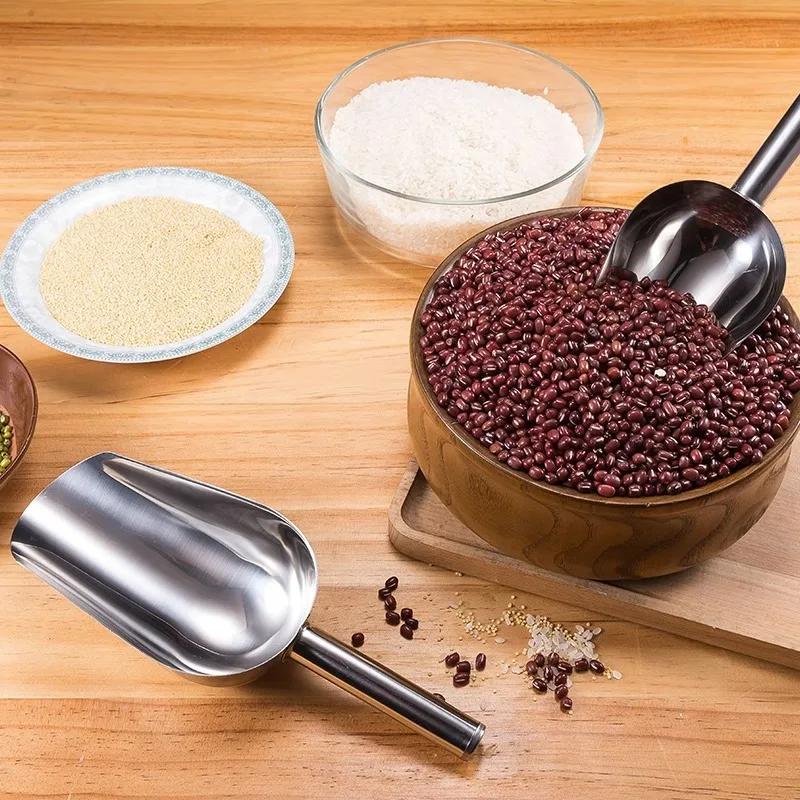 Stainless-Steel Ice Scoop Party/Bar Buffet Kitchen Sugar Flour Dry Goods Shovel Dry Food Flour Candy Bin Scoop Kitchen Gadget