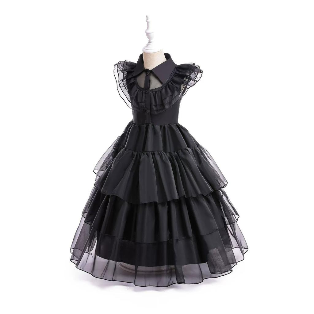 Cos Service Heroine with The Same Black Dress Skirt Halloween Wednesday Dress