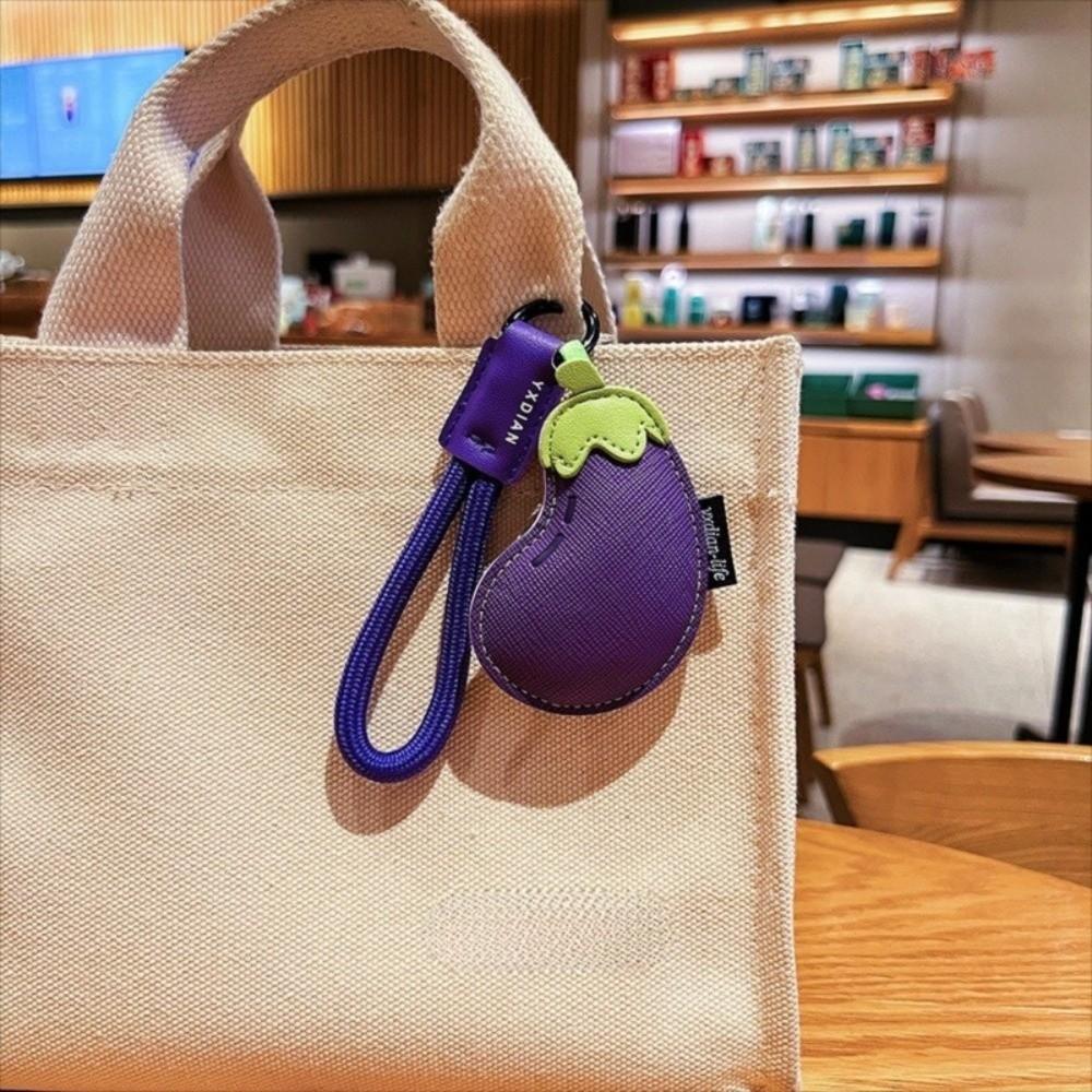Eggplant Vegetable Keychain Carrot Car Keyring Cute PU Leather Bag Pendant Girl/Boy